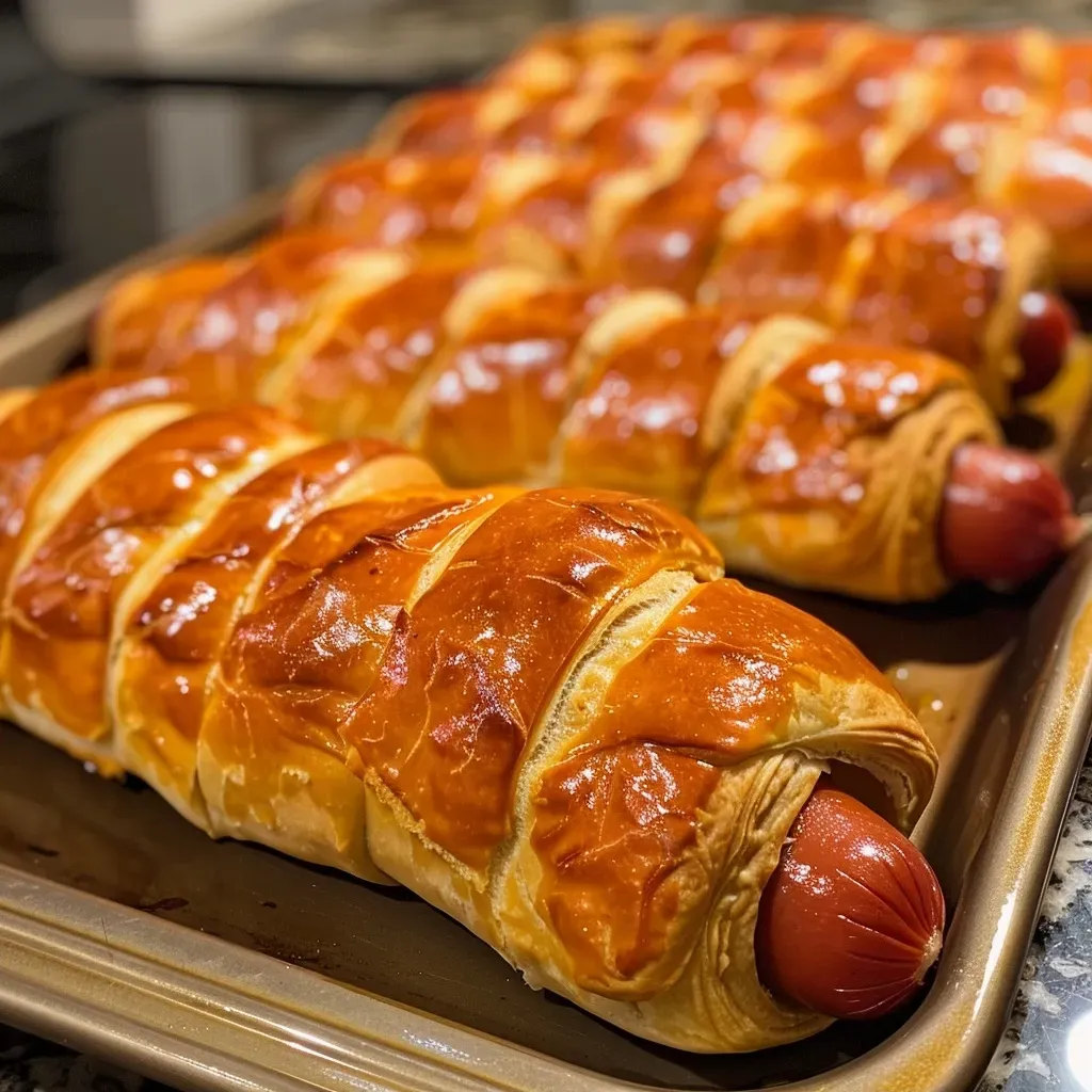 Hot dogs con forma de momia en un plato.