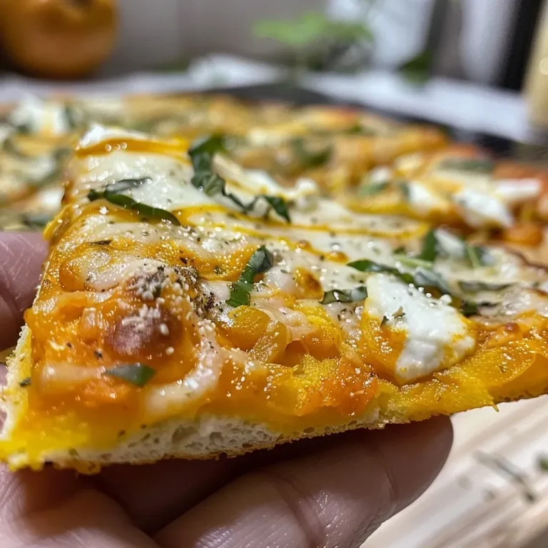 Pizza de calabaza con queso y cebolla caramelizada.