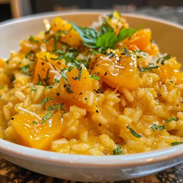 Risotto de calabaza presentado en un plato.