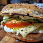 Sándwich de calabacín XXL con ingredientes frescos.