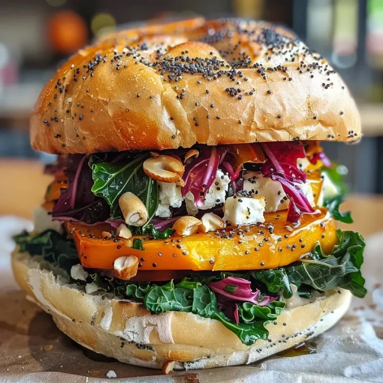 Sándwich de cosecha de otoño con ingredientes frescos.