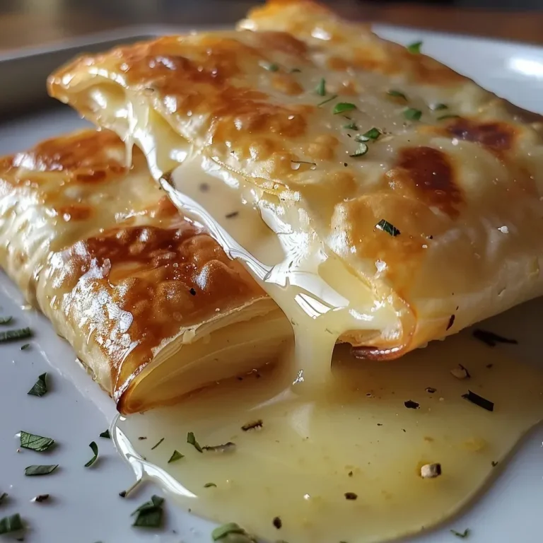 Saquitos de queso de cabra y miel en primer plano.