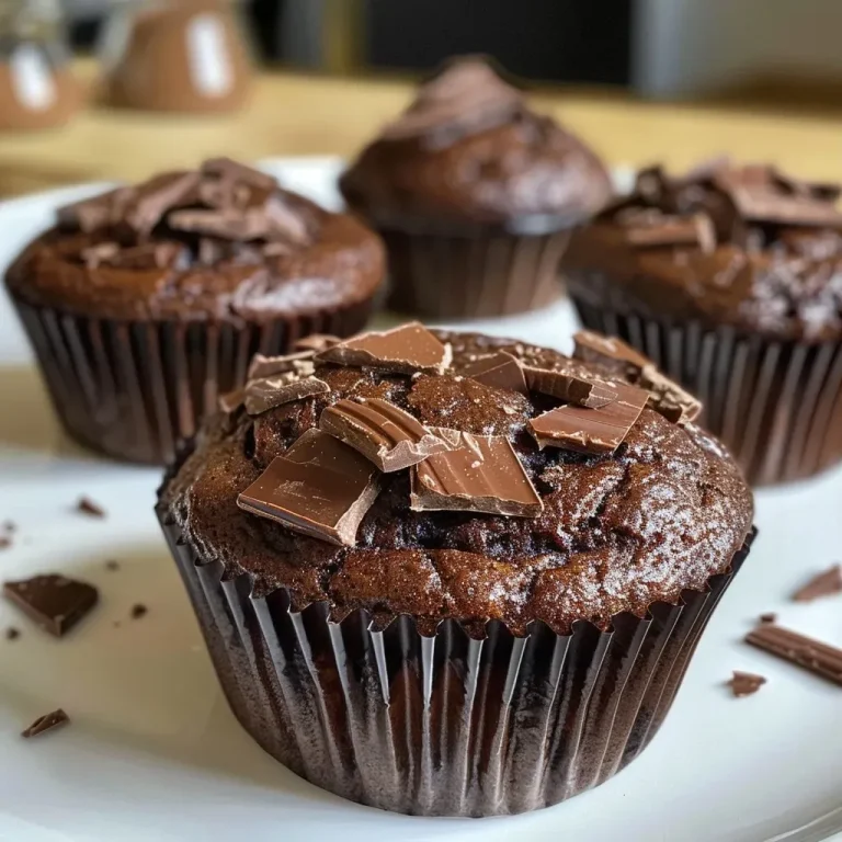 Primer plano de un muffin de chocolate jugoso.