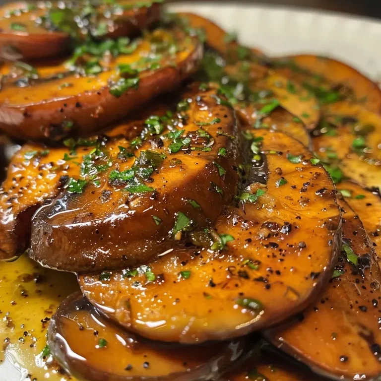 Setas al ajillo en un plato, con ajo y perejil.