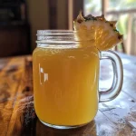 Té con hojas de piña en un vaso.