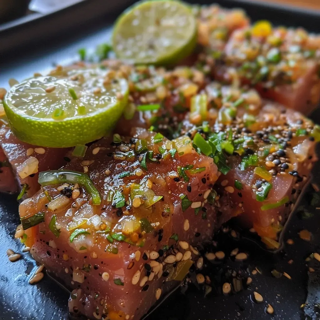 Presentación de terrina de puerro con sésamo.