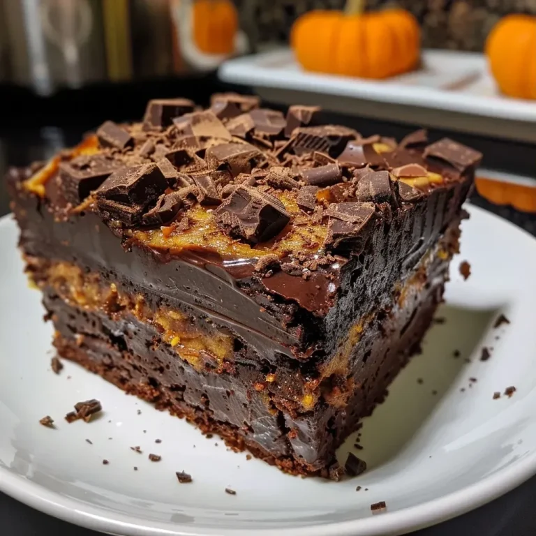 Delicias de Otoño: Tumba de Chocolate y Calabaza para Sorprender Tumba de chocolate y calabaza, vista lateral que muestra su textura cremosa.