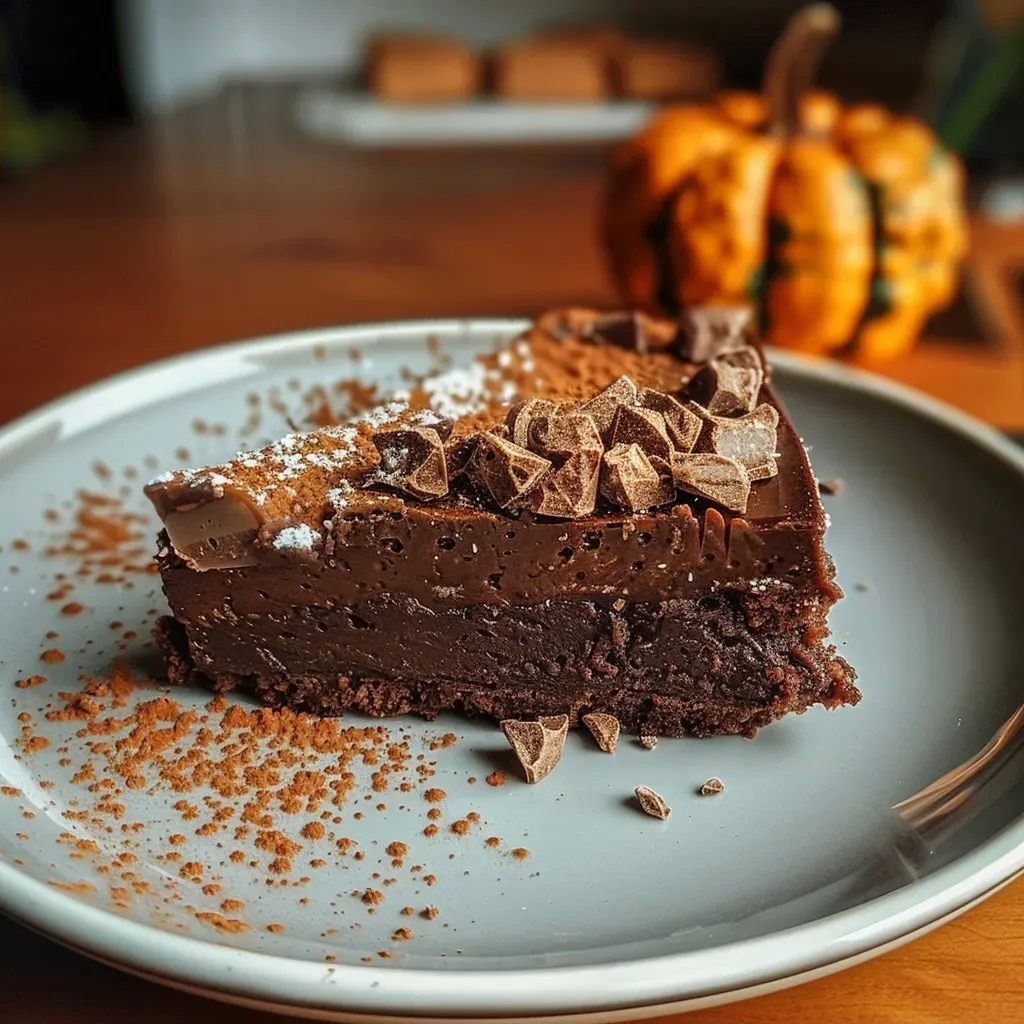 Detalle de una tumba de chocolate y calabaza, decorada con galletas tipo lápida.