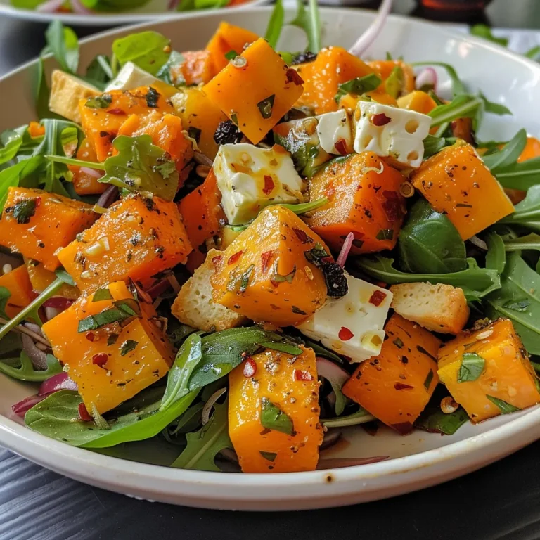Cocina Con Alegría: Ensalada Tibia de Calabaza y Espinacas para Sorprender Ensalada tibia de calabaza y espinacas en un plato.