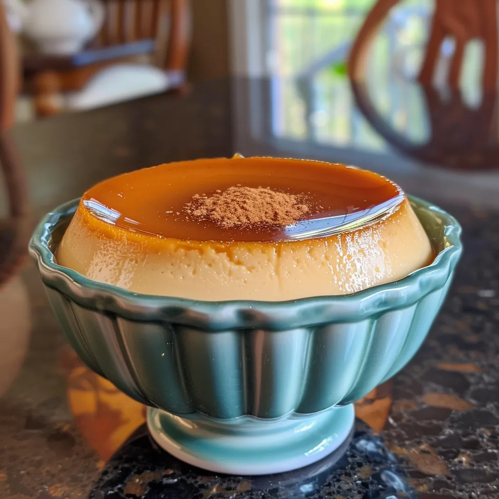 Delicioso flan de calabaza y café.