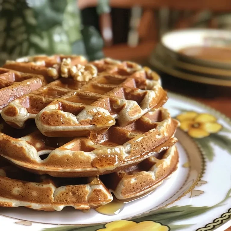 Waffles de avena con nueces, dorados y esponjosos.