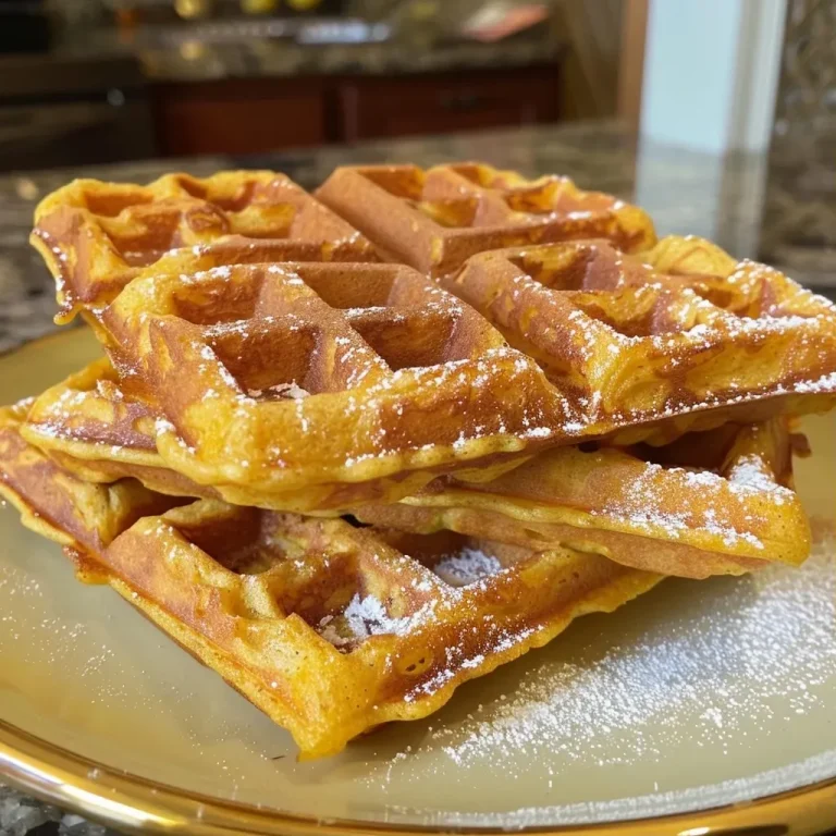 Waffles de calabaza dorados con forma de Jack-O’-Lantern.