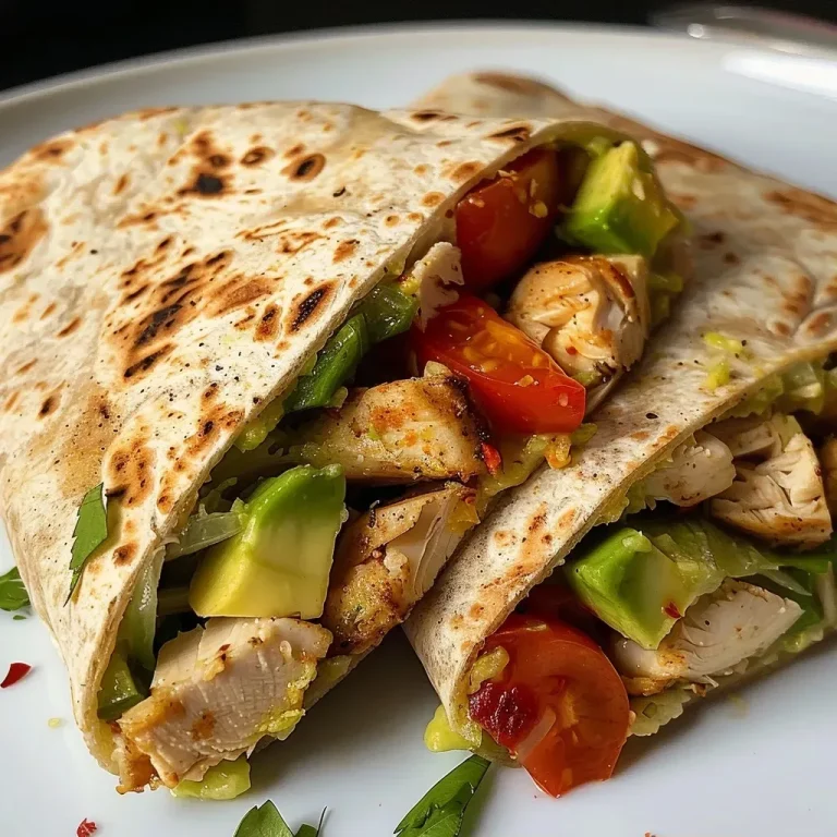 Wrap de pollo con aguacate, vista lateral.
