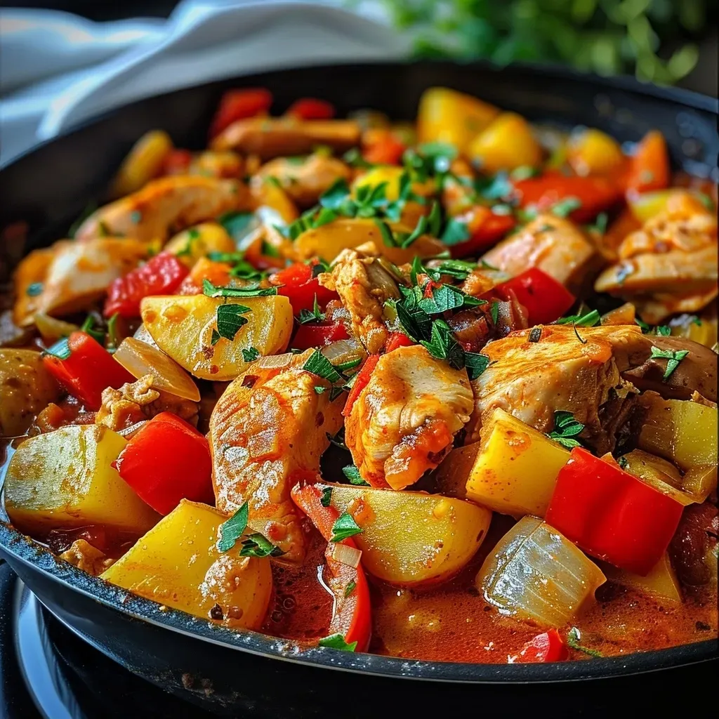 Cazuela de patatas con pollo