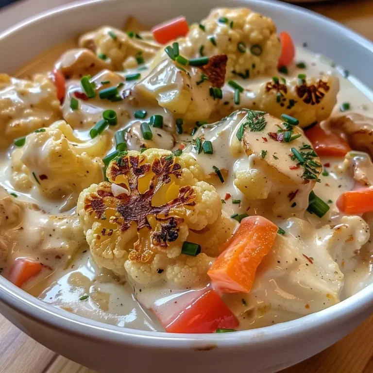 Disfruta de una Comida Reconfortante: Coliflor y Pollo en Salsa Cremosa Coliflor con pechuga de pollo en salsa de nata