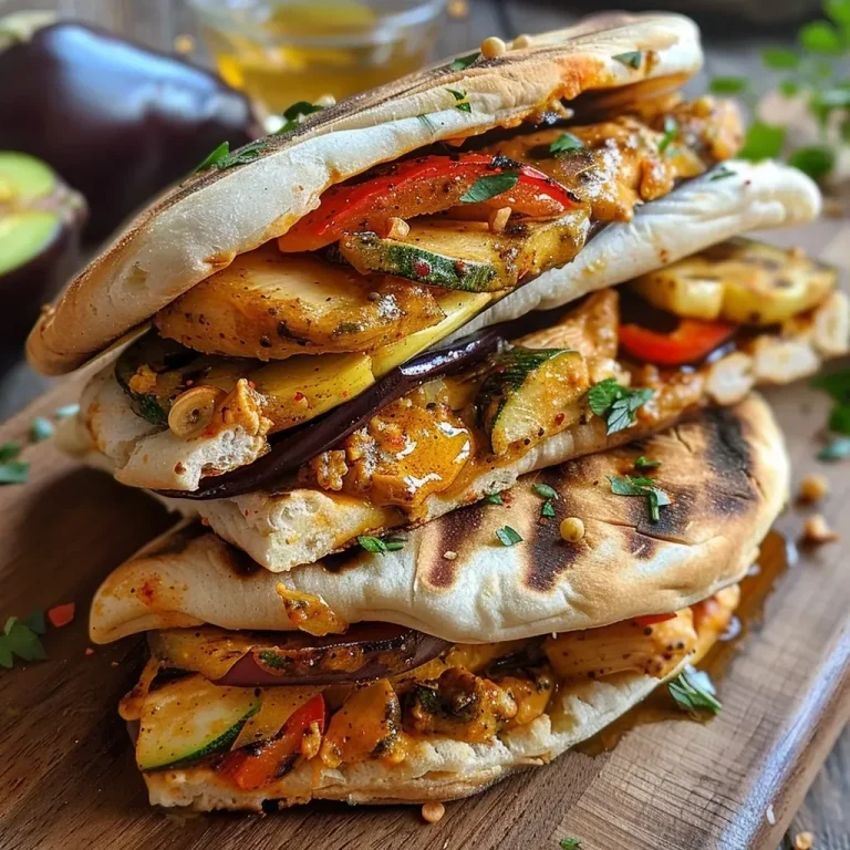 Pan de pita relleno de pollo especiado