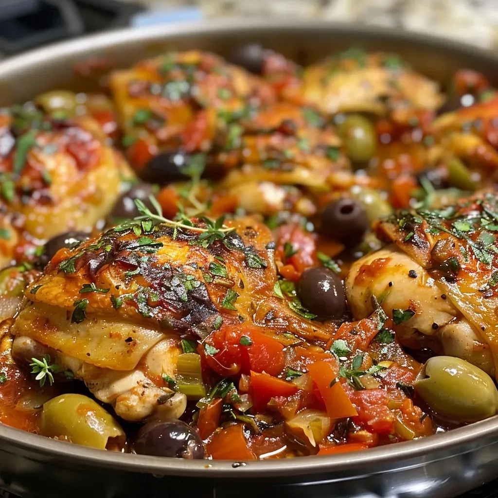 Pollo alla Cacciatora con Pomodori e Olive