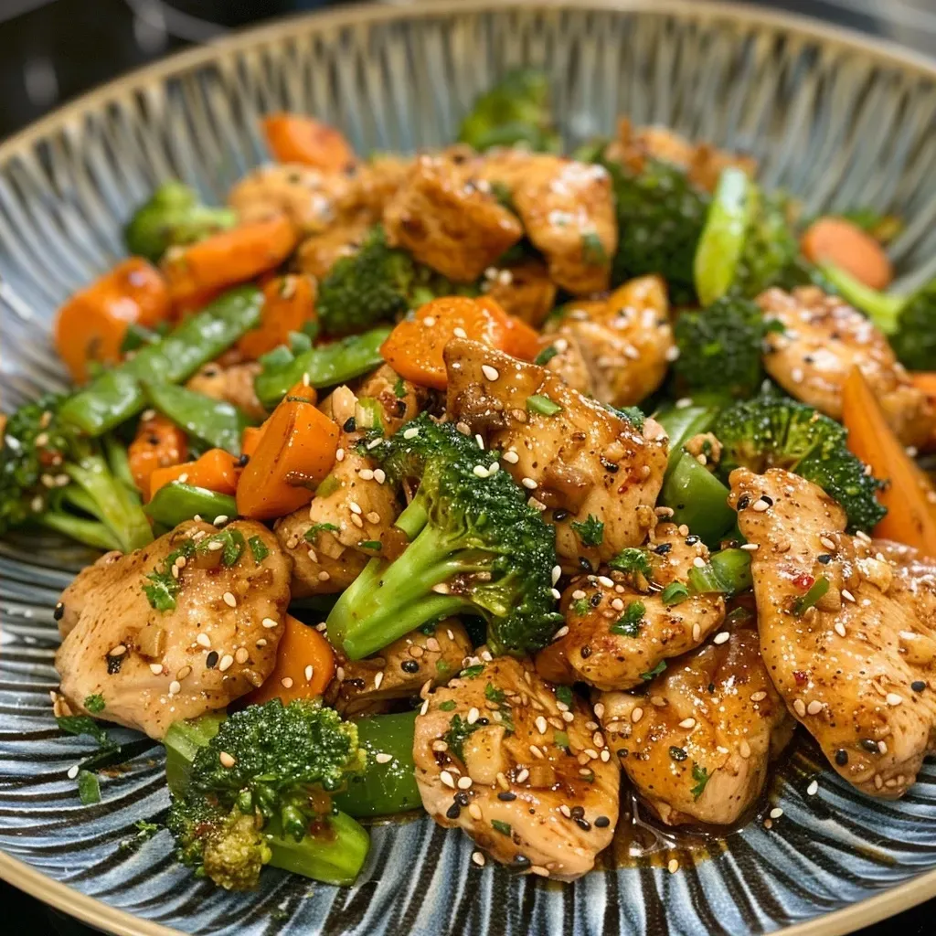 Pollo con verduras al vapor