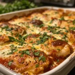 Pollo gratinado con salsa roja