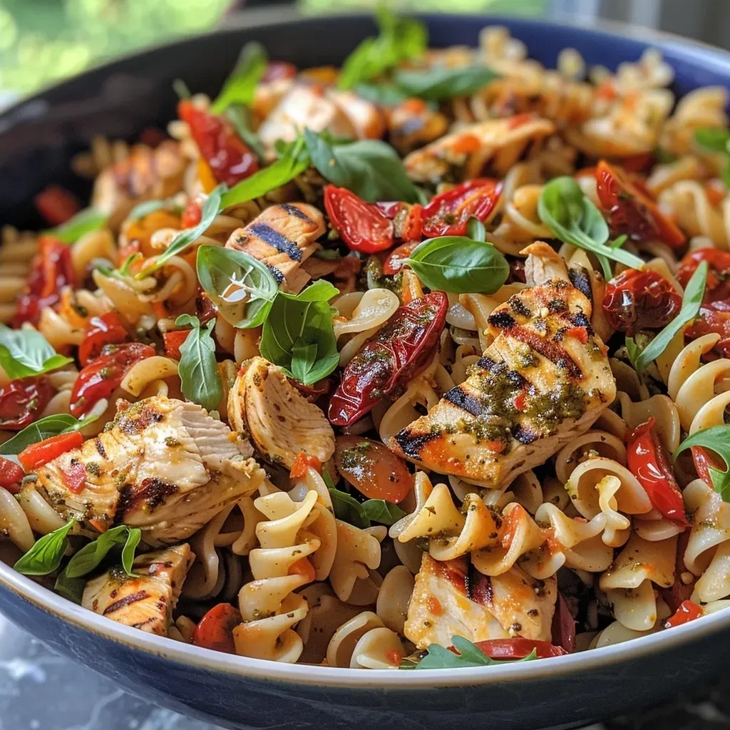 Salade de Pâtes au Pesto Rosso avec Poulet Grillé