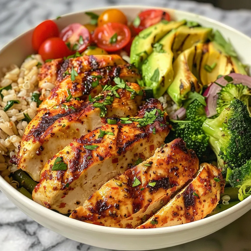 Juicy Grilled Chicken Veggie Bowls